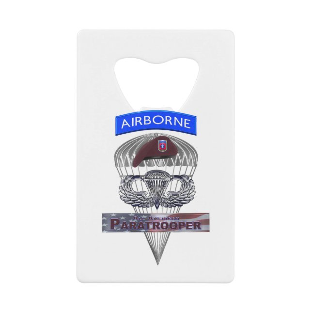 Airborne Tab Steel Paratrooper Jump Wings Credit Card Bottle Opener (Front)