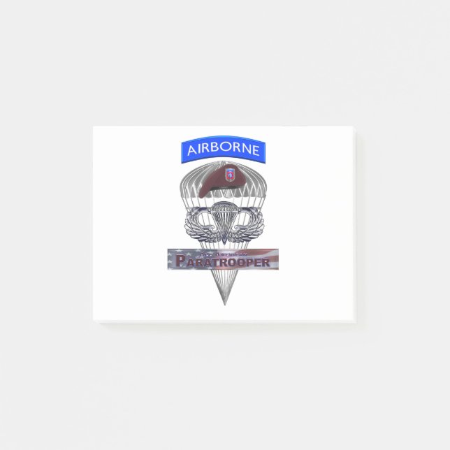 Airborne Tab Steel Paratrooper Jump Wings Post-it Notes (Front)