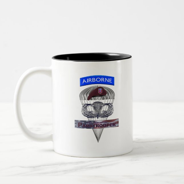 Airborne Tab Steel Paratrooper Jump Wings Two-Tone Coffee Mug (Left)