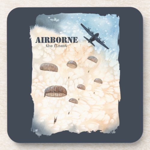 Airborne The Finest Paratroopers Jump Customizable Beverage Coaster