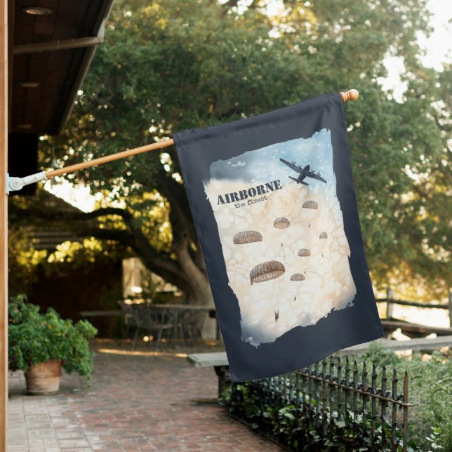 Airborne The Finest Paratroopers Jump Personalized House Flag (In SItu)