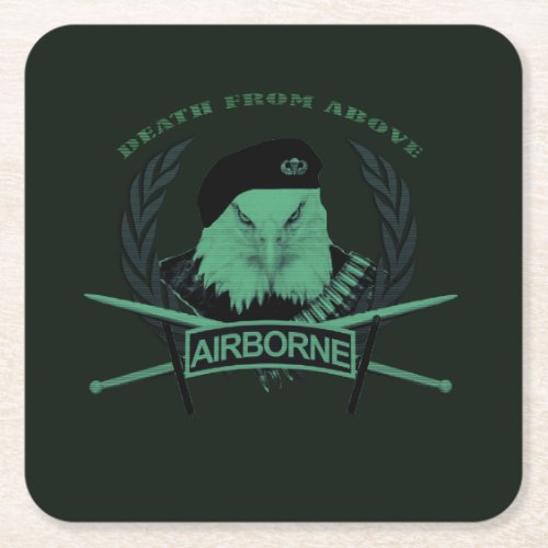 Airborne units army military style square paper coaster
