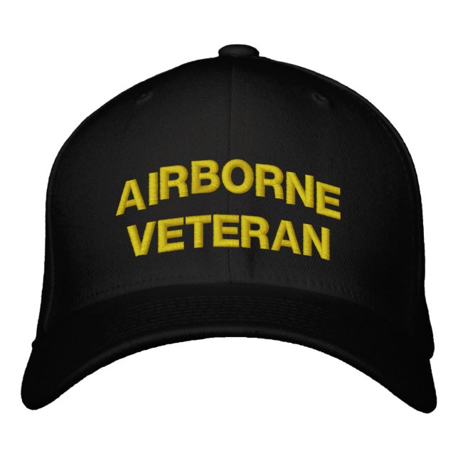 AIRBORNE VETERAN EMBROIDERED BASEBALL CAP (Front)