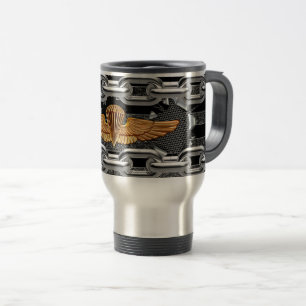Airborne wing, USA flag, with chain. Travel Mug
