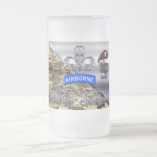 Airborne Wings – Earned Never Given Frosted Glass Beer Mug