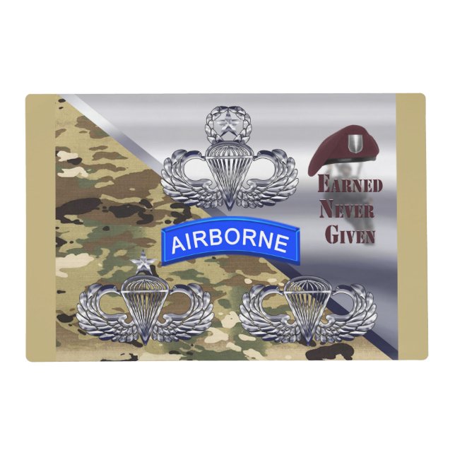 Airborne Wings – Earned Never Given Placemat (Front)