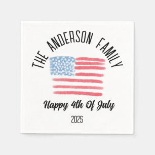 Airbrush American Flag Personalized Family Name Napkins