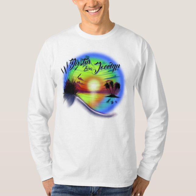 Airbrush Beach scene #02 personalized T-Shirt (Front)