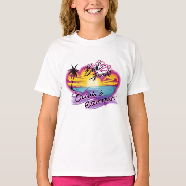 Airbrush best friends customizable design  T-Shirt (Front)