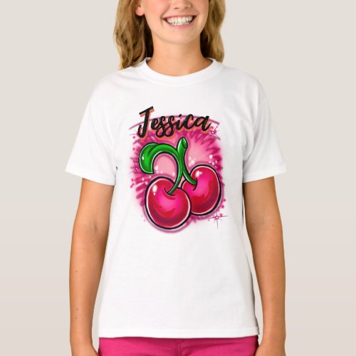 Airbrush cherries  customizable design  T_Shirt