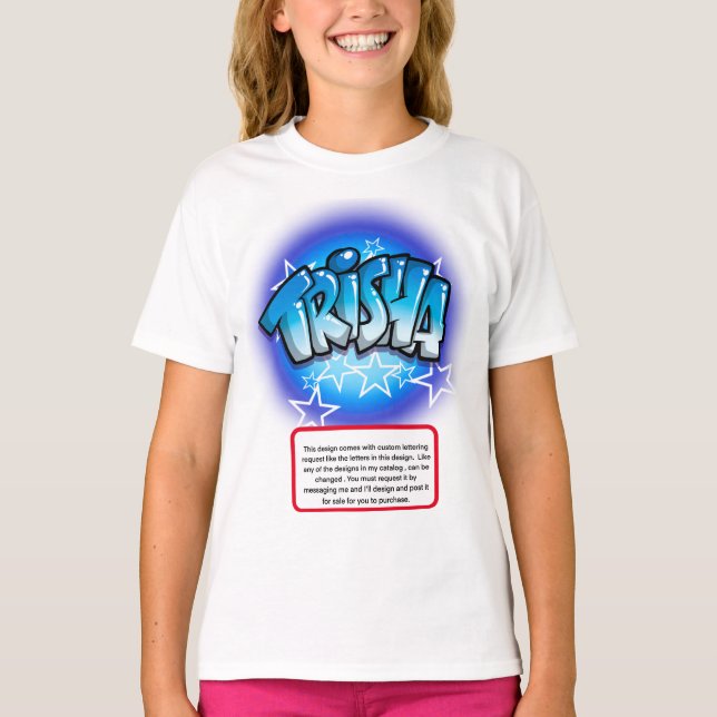 Airbrush custom lettering name stars T-Shirt (Front)