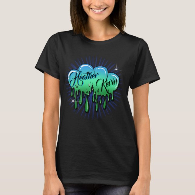 Airbrush dripping heart  starburst  T-Shirt (Front)