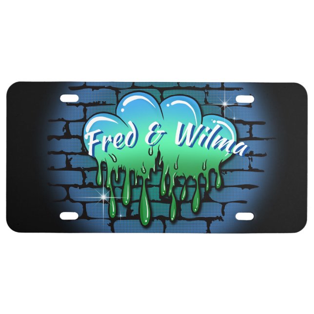 Airbrush dripping hearts License Plate (Front)