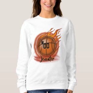 Airbrush Flaming basketball personalized T-Shirt Sweatshirt