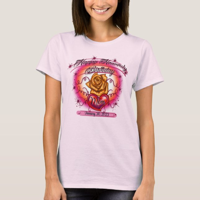 Airbrush Happy heavenly birthday  T-Shirt designs  (Front)
