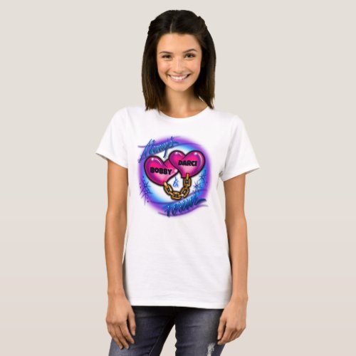 Airbrush  hearts  chain valentines T_Shirt