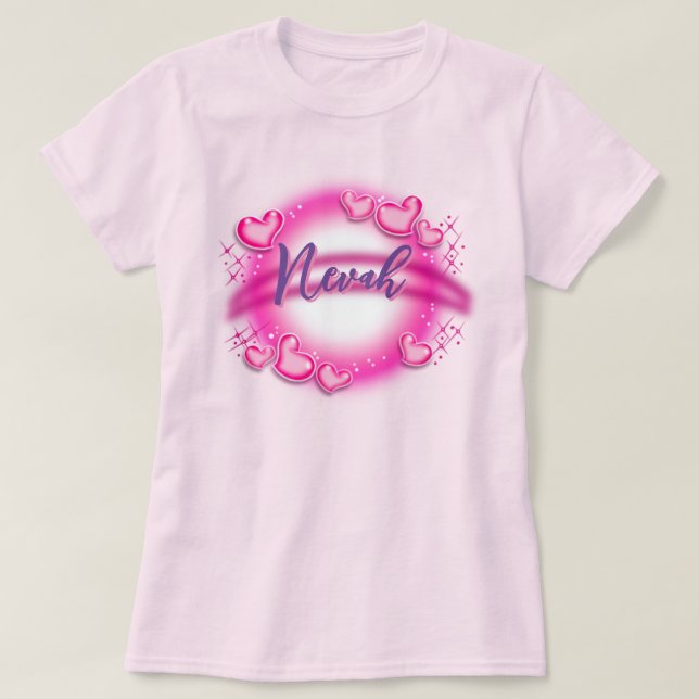 Airbrush name customized - pink T-Shirt (Design Front)