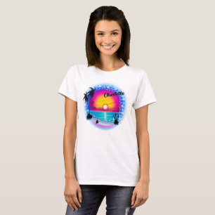 Airbrush personalized beach scene 4 T-Shirt