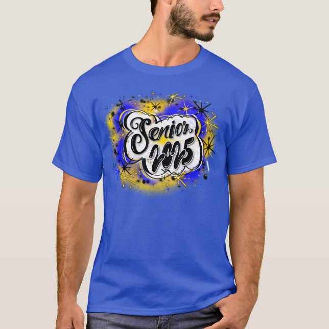 Airbrush Senior 2025 Custom Blue & Yellow Shirt (Front)