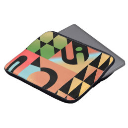 Airbrush Style Abstract Geometric Shapes Colorful  Laptop Sleeve