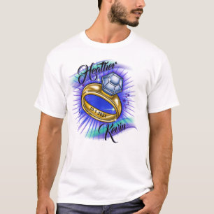 Airbrush wedding ring and dates T-Shirt
