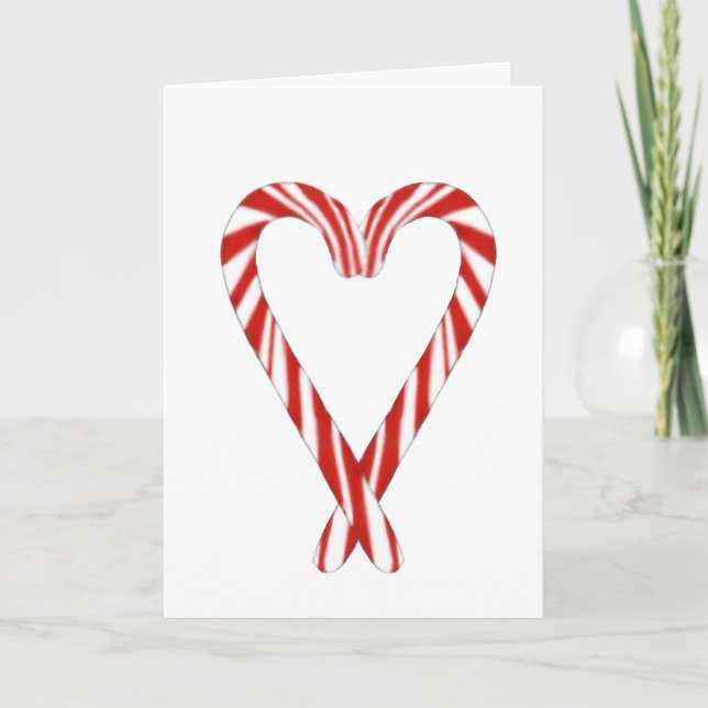 Airbrushed Candy Cane Heart Christmas Card  (Front)