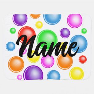 Airbrushed Personalized name with rainbow bubbles Baby Blanket