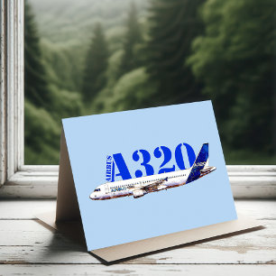 Airbus A320 Aircraft Watercolor drawing Profile Thank You Card
