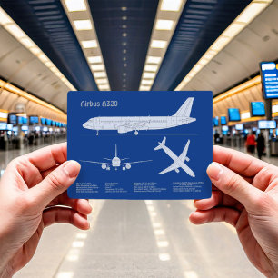 Airbus A320 - Airplane Blueprint Drawing Plans ABD Postcard