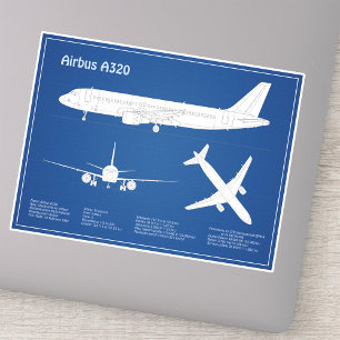 Airbus A320 - Airplane Blueprint Drawing Plans ABD Sticker