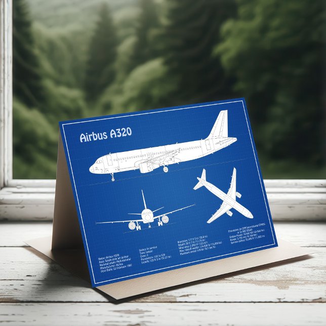 Airbus A320 - Airplane Blueprint Drawing Plans ABD Thank You Card (Creator Uploaded)
