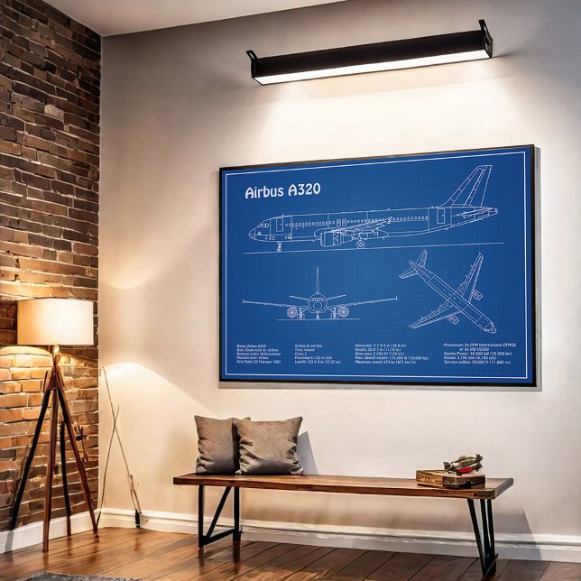 Airbus A320 - Airplane Blueprint Drawing Plans AD Poster (Creator Uploaded)