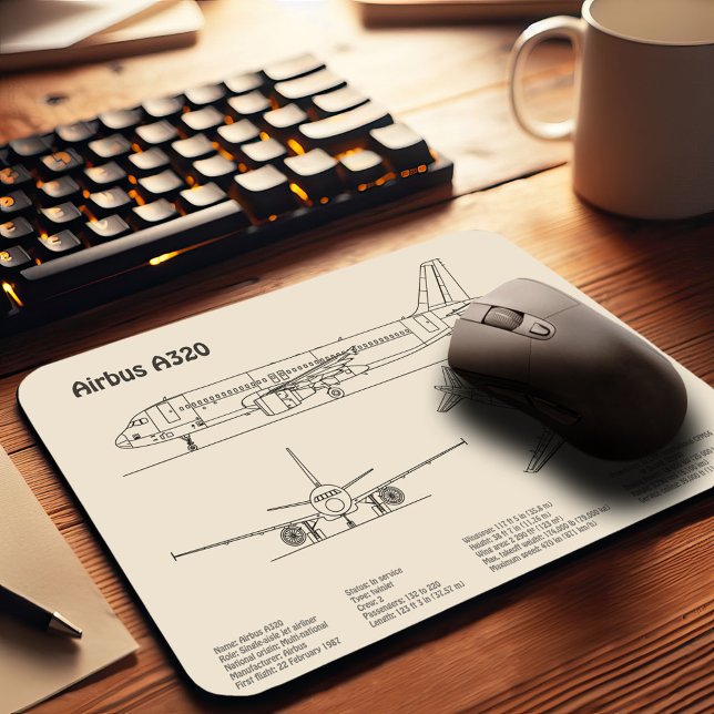 Airbus A320 - Airplane Blueprint Drawing Plans SD Mouse Pad (Airbus A320 - Airplane Blueprint Drawing Plans SD. Mouse Pad)