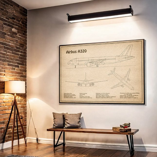 Airbus A320 - Airplane Blueprint Drawing Plans SD Poster (Creator Uploaded)