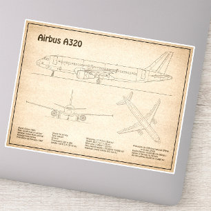 Airbus A320 - Airplane Blueprint Drawing Plans SD Sticker