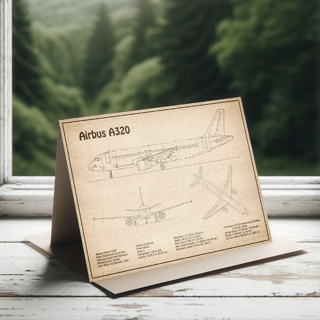 Airbus A320 - Airplane Blueprint Drawing Plans SD Thank You Card (Creator Uploaded)