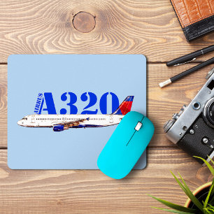 Airbus a320 Airplane Watercolor drawing Mouse Pad