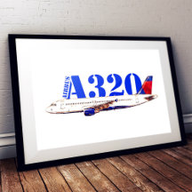 Airbus a320 Airplane Watercolor drawing