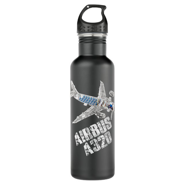 Airbus A320 jet airplane cutaway aviation pilot gi Stainless Steel Water Bottle (Front)