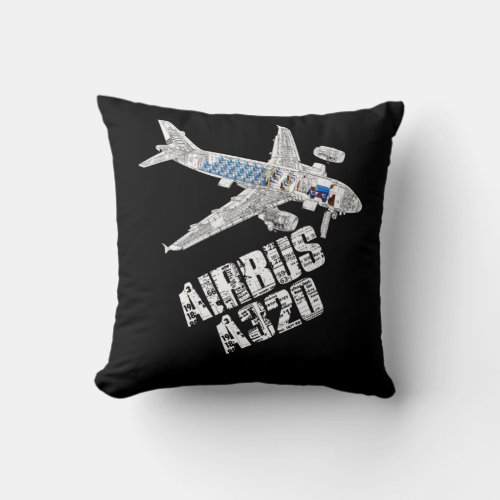 Airbus A320 jet airplane cutaway aviation pilot gi Throw Pillow
