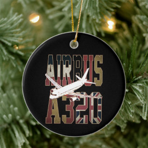 Airbus a320 Jetliner. Vintage European Flags Ceramic Ornament