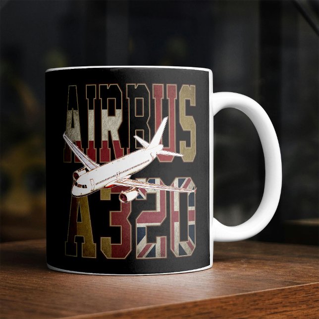 Airbus a320 Jetliner. Vintage European Flags Coffee Mug (Creator Uploaded)