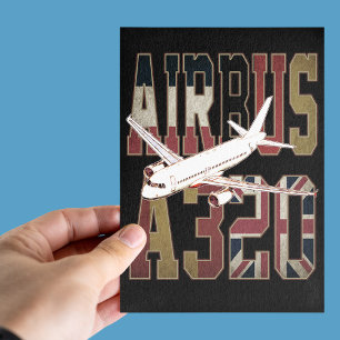 Airbus a320 Jetliner. Vintage European Flags Postcard