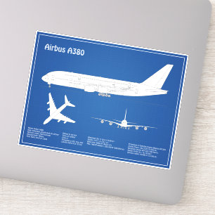 Airbus a380 - Airplane Blueprint Drawing Plans ABD Sticker