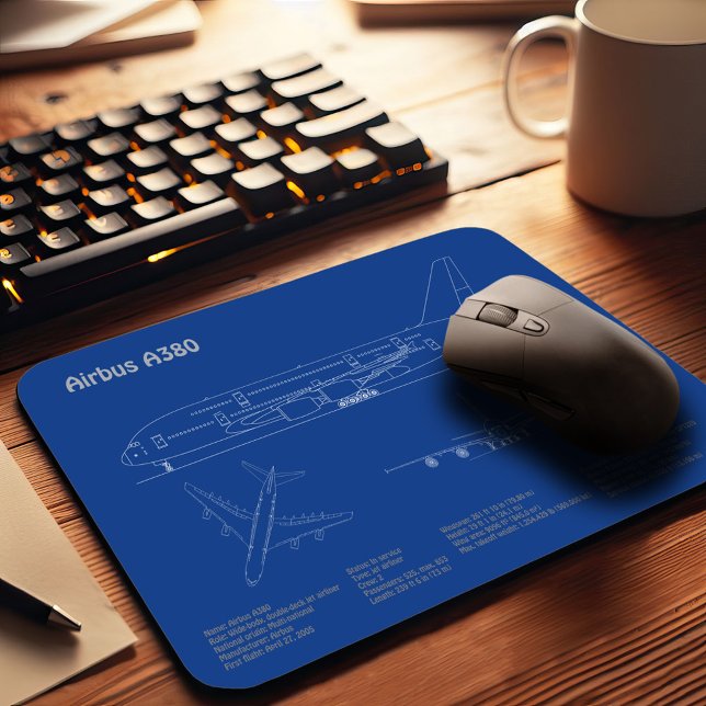 Airbus a380 - Airplane Blueprint Drawing Plans AD Mouse Pad (Creator Uploaded)
