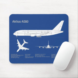 Airbus a380 - Airplane Blueprint Drawing Plans AD Mouse Pad