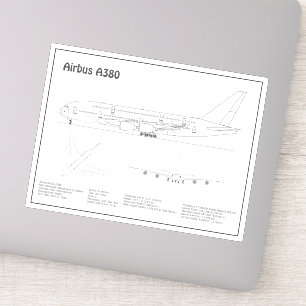 Airbus a380 - Airplane Blueprint Drawing Plans BD Sticker