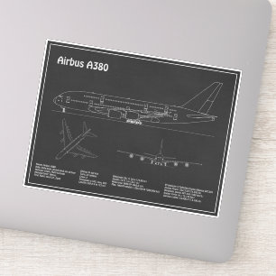 Airbus a380 - Airplane Blueprint Drawing Plans PD Sticker