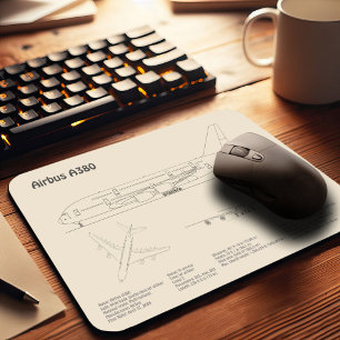 Airbus a380 - Airplane Blueprint Drawing Plans SD Mouse Pad