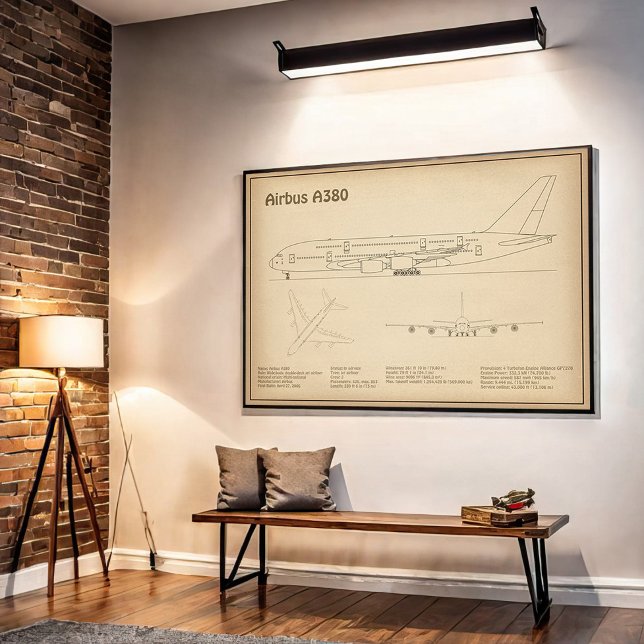 Airbus a380 - Airplane Blueprint Drawing Plans SD Poster (Creator Uploaded)
